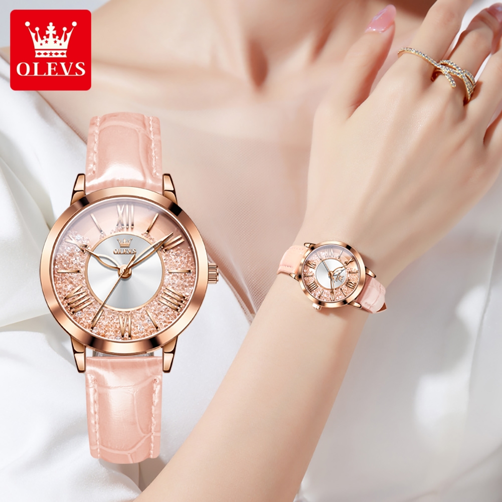 OLEVS Original Pink Leather Wa - Vintage Digital Watch review and price