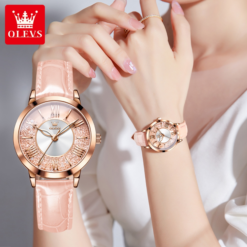 OLEVS Original Pink Leather Wa - Vintage Digital Watch review and price