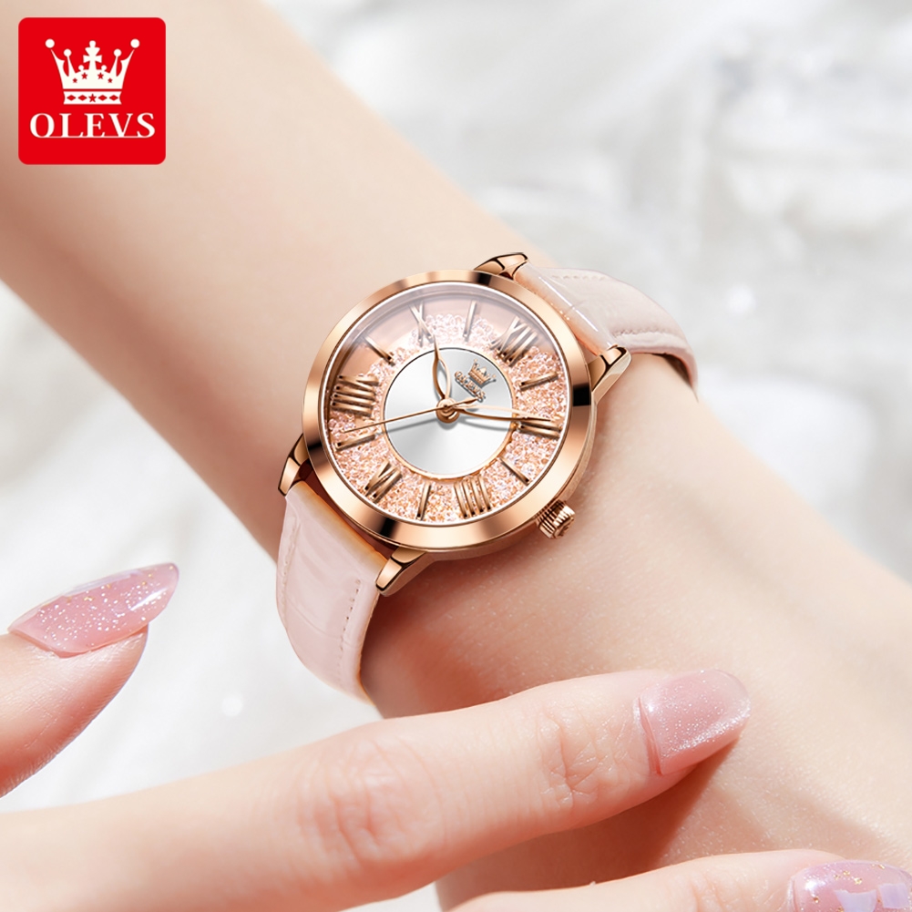 OLEVS Original Pink Leather Wa - Vintage Digital Watch review and price